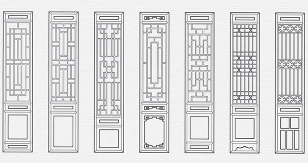 芝罘常用中式仿古花窗图案隔断设计图